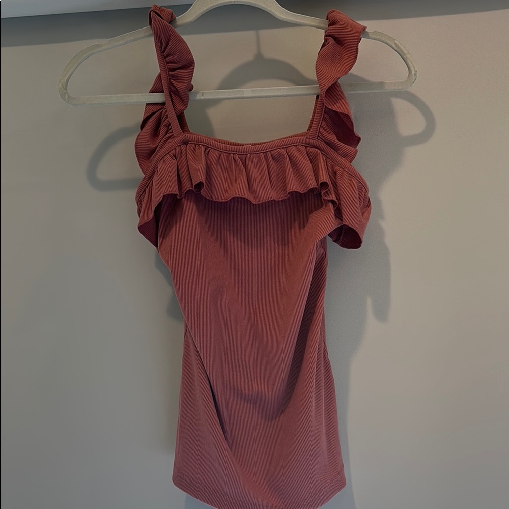 Ruffled Sleeveless Top in Rust